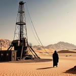 **

A stylized illustration depicting the discovery of oil in Saudi Arabia in 1938. Show a desert landscape with a vintage oil rig in the foreground. In the background, contrast the traditional nomadic life with the promise of a modern, developing nation. Consider adding a subtle glow to represent the "black diamond" being unearthed.

**