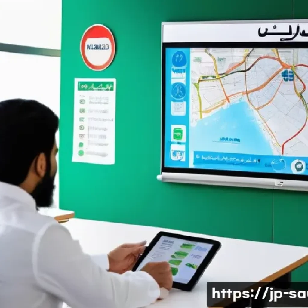 사우디아라비아 운전 면허 취득 방법 - A modern driving school classroom in Saudi Arabia filled with diverse adult students studying traffi...