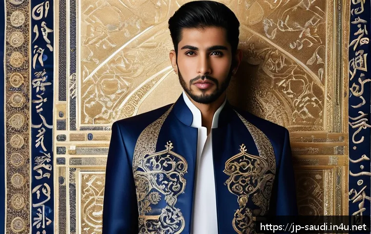 사우디아라비아에서 주목받는 신진 디자이너 - A young Saudi Arabian fashion designer wearing a modern jacket that blends traditional embroidery wi...